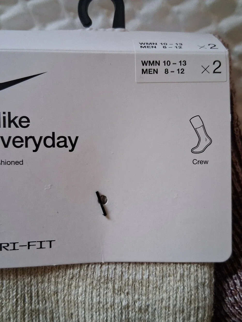 Nike Mens Crew Socks Duo in Beige and Maroon
